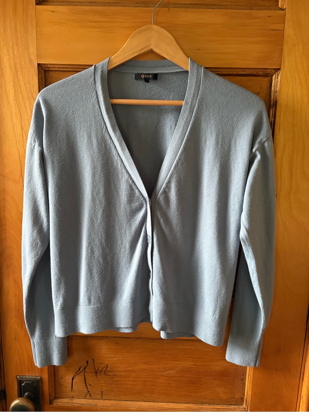 Quince Women's Pale Blue V-Neck Button-Front Cardigan